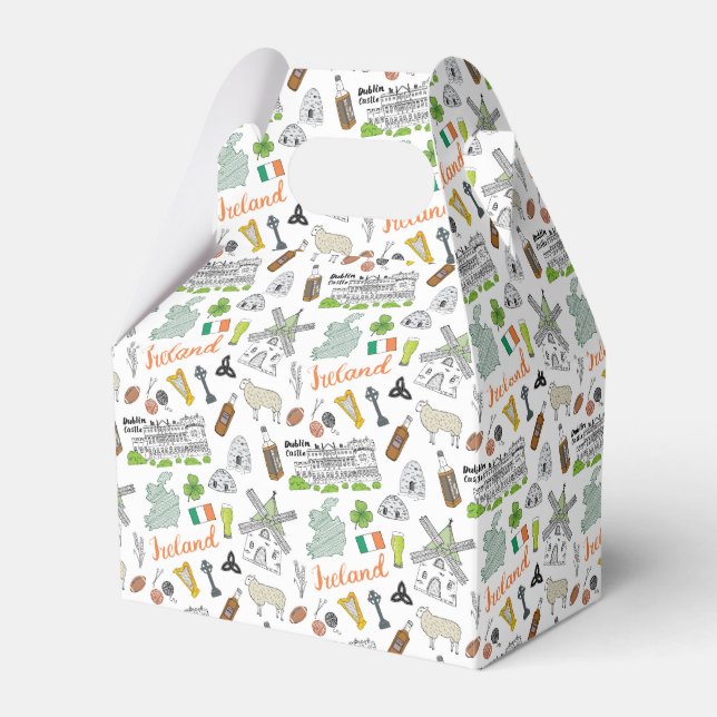 Ireland Sketch Doodle Pattern Favor Box (Front Side)