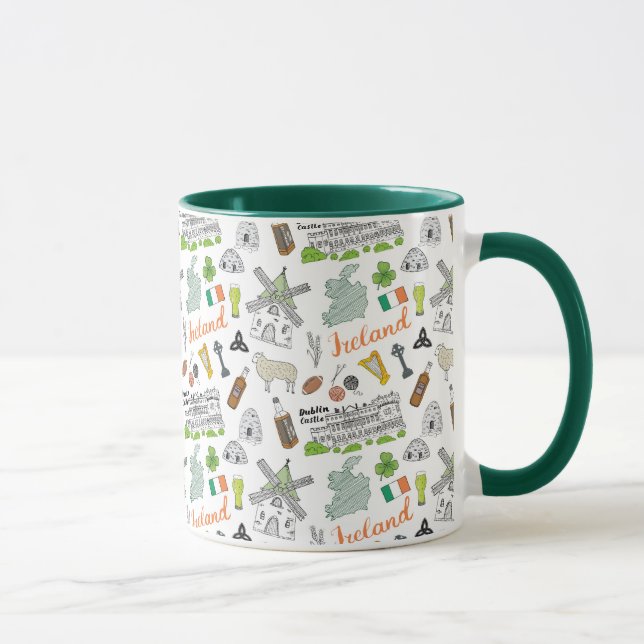 Ireland Sketch Doodle Pattern Mug (Right)