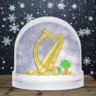 Ireland Snow Globe, Irish Flag, Shamrock / Harp Snowglobe