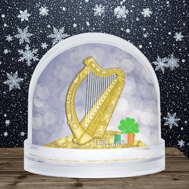 Ireland Snow Globe, Irish Flag, Shamrock / Harp Snowglobe (Ireland Snow Globe / Holiday)