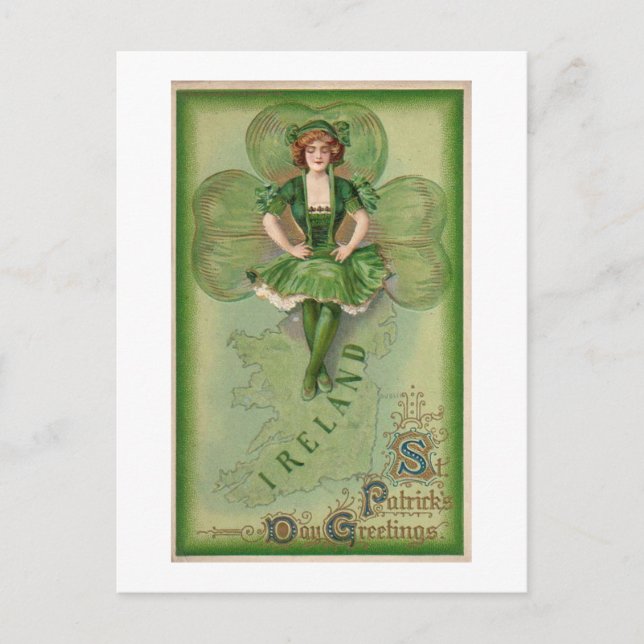 Ireland St Patrick's Day Greetings - Vintage Postcard (Front)