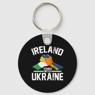 Ireland Stands With Ukraine Ukrainian Irish Flag T Keychain