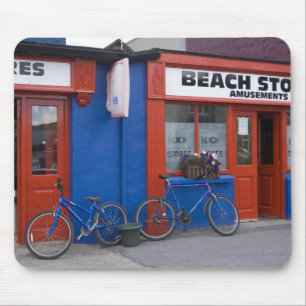 Ireland, Strandhill. Storefronts with bicycles Mouse Pad
