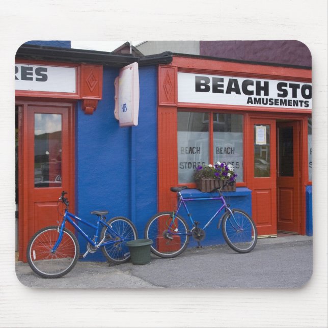 Ireland, Strandhill. Storefronts with bicycles Mouse Pad (Front)