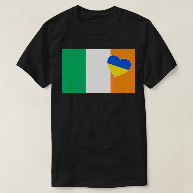 Ireland Support Ukrainian Heart Stand With Ukraine T-Shirt (Design Front)