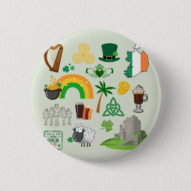 Ireland Symbols 2 Inch Round Button (Front)