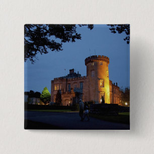 Ireland, the Dromoland Castle lit at dusk, 2 Inch Square Button