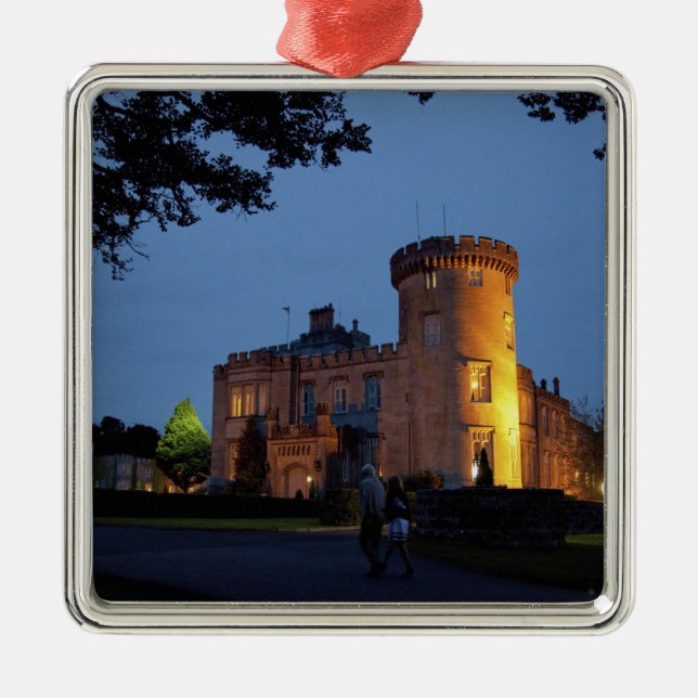 Ireland, the Dromoland Castle lit at dusk, Metal Ornament (Front)