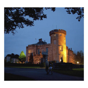 Ireland, the Dromoland Castle lit at dusk, Photo Print
