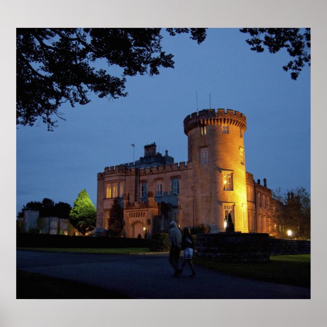 Ireland, the Dromoland Castle lit at dusk, Poster (Front)