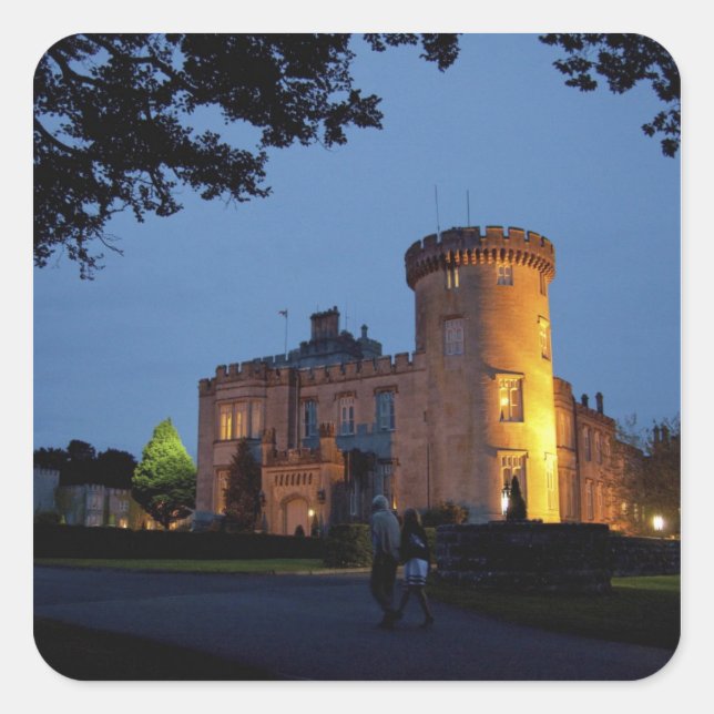 Ireland, the Dromoland Castle lit at dusk, Square Sticker (Front)