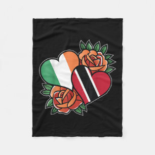 Ireland Trinidad And Tobago Flag Heart Half Irish  Fleece Blanket