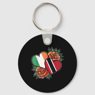 Ireland Trinidad And Tobago Flag Heart Half Irish Keychain