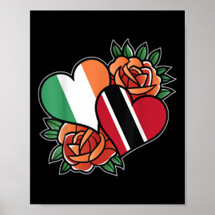 Ireland Trinidad And Tobago Flag Heart Half Irish  Poster