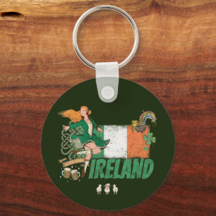 Ireland Vintage Flag St. Patrick's Day Retro Keychain