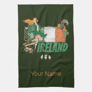 Ireland Vintage Flag St. Patrick's Day Retro Kitchen Towel