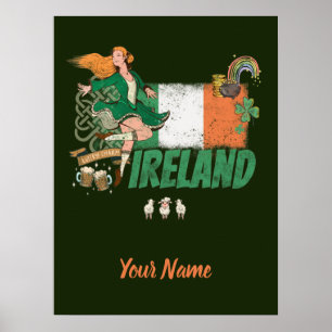 Ireland vintage flag St. Patrick's Day souvenir Poster