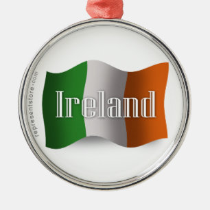 Ireland Waving Flag Metal Ornament