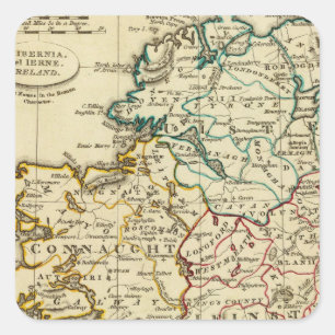 Ireland with boundaries outlined square sticker