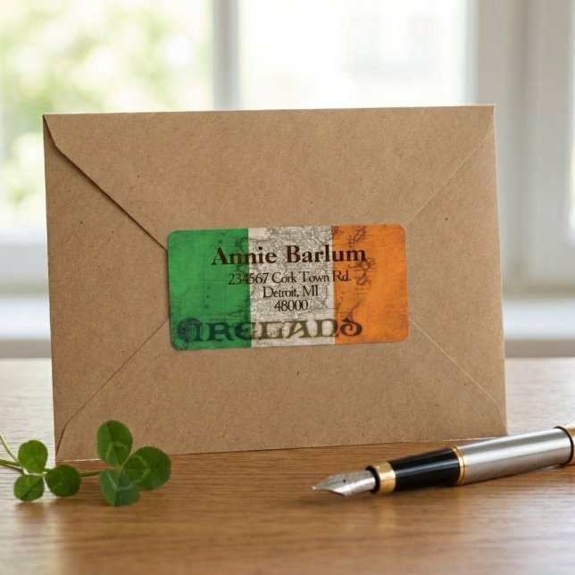 Irelands Rustic Flag Retourner l'adresse Étiquette (Seal mail with heritage.)