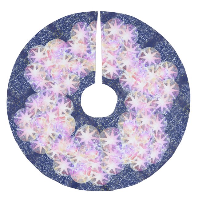 Iridescence Pink Lavender Compass Gemstone Brushed Polyester Tree Skirt (Front)