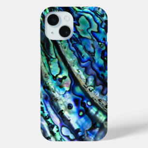 Iridescent Abalone Shell Abstract Blue Green iPhone 15 Case