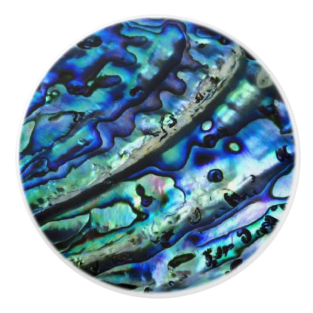 Iridescent Abalone Shell | Custom Ceramic Pull (Front)