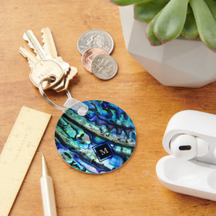 Iridescent Abalone Shell Monogram Keychain