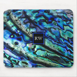 Iridescent Abalone Shell Monogram Mouse Pad