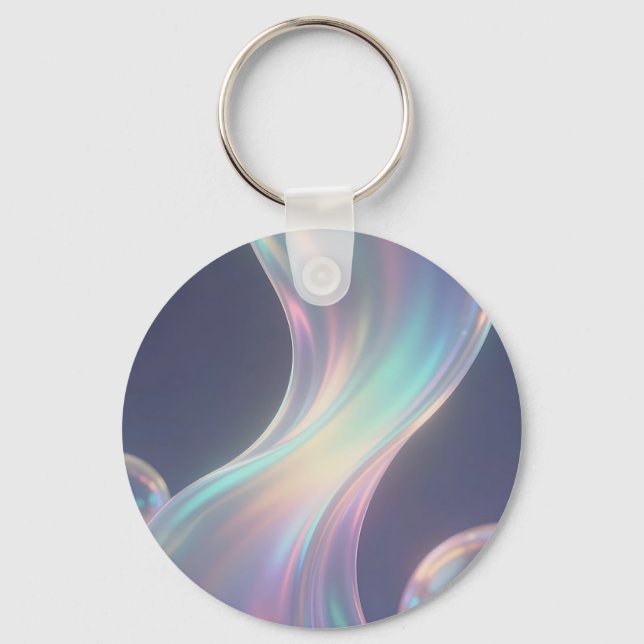 Iridescent Abstract Bubble Flow Keychain (Front)