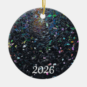 Iridescent Abstract Stained Glass Pattern Ceramic Ornament