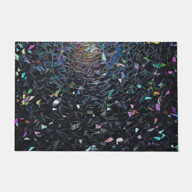 Iridescent Abstract Stained Glass Pattern Doormat (Front)