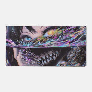 Iridescent Anime Horror: Liquid Smile Monster Desk Mat