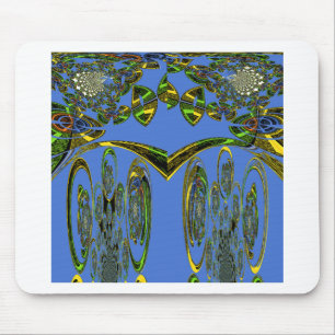 Iridescent Art Print with Golden Abstract Design Mouse Pad