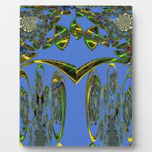Iridescent Art Print with Golden Abstract Design Plaque