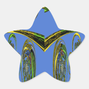 Iridescent Art Print with Golden Abstract Design Star Sticker