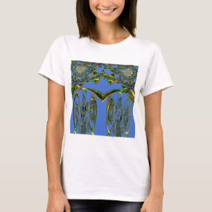 Iridescent Art Print with Golden Abstract Design T-Shirt