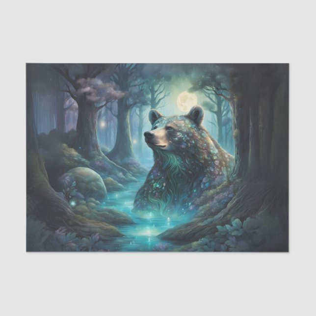 Iridescent Bear In Forest Decoupage Tissue Tissue Paper (Front)
