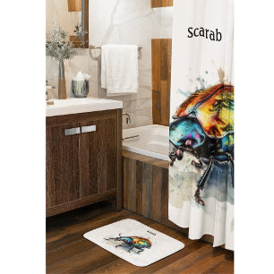 Iridescent Beetle in Watercolor, custom Bath Mat