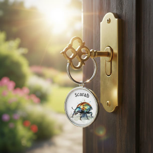 Iridescent Beetle in Watercolor, custom Keychain