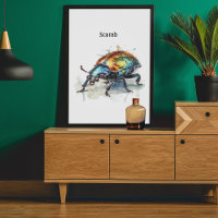 Iridescent Beetle in Watercolor, custom
