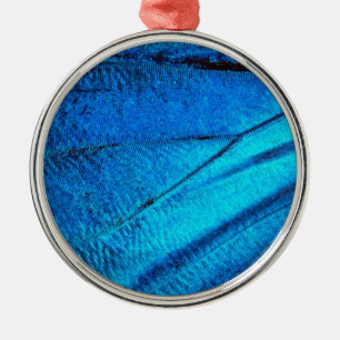 Iridescent Blue Butterfly Wing Metal Ornament