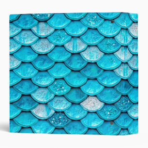 Iridescent Blue Glitter Shiny Mermaid Fish Scales Binder