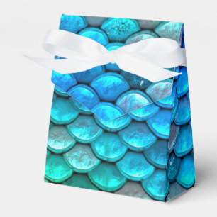 Iridescent Blue Green Glitter Mermaid Fish Scales Favor Box