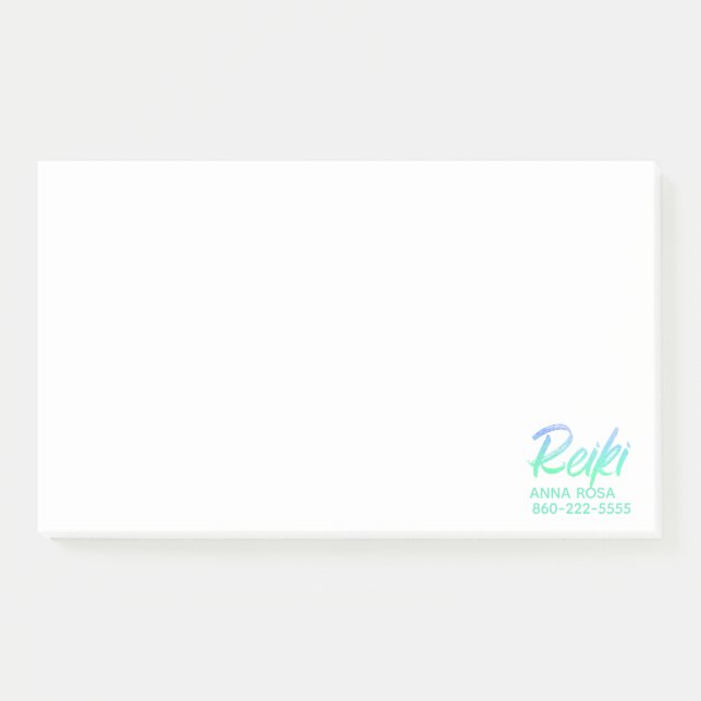*~* Iridescent Blue Green & Turquoise Reiki Post-it Notes (Front)