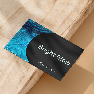 Iridescent Blue Teal Aqua Aesthetician Qr Code Business Card