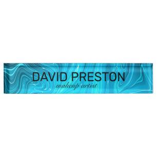 Iridescent Blue Teal Aqua Professional Elegant Nameplate
