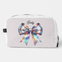Iridescent Bow Personalized Accessory Pouch