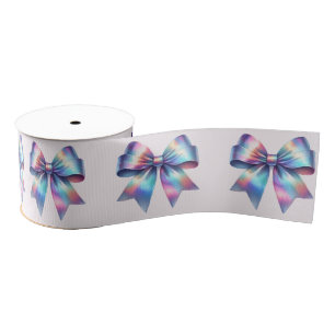 Iridescent Bow Rainbow Colours  Grosgrain Ribbon