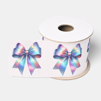 Iridescent Bow Rainbow Colours Grosgrain Ribbon